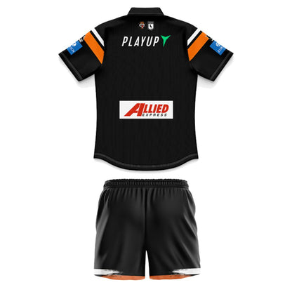 Wests Tigers 2025 Kids Home Polo Shirt and Shorts Kit