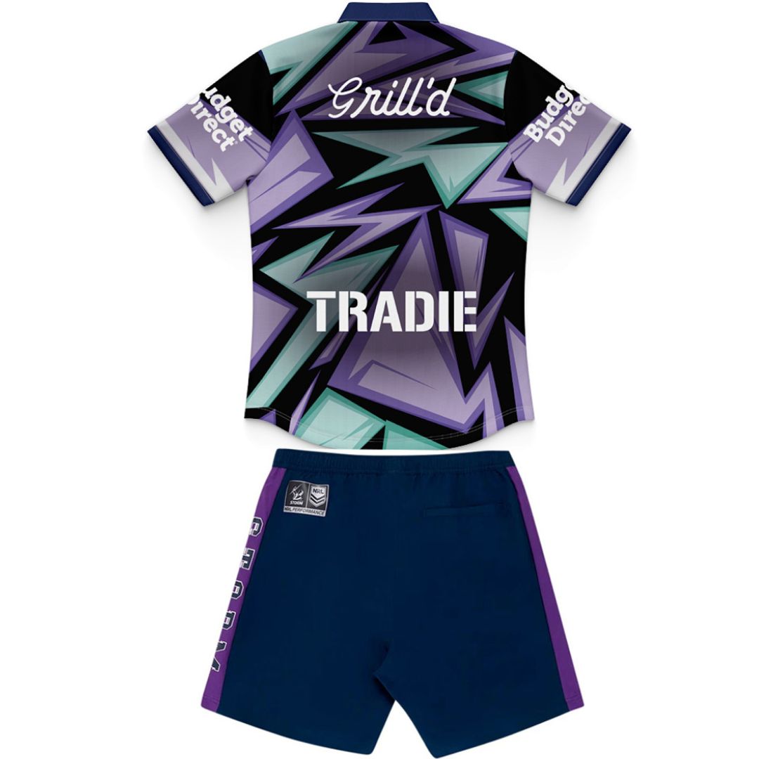 Melbourne Storm 2026 Kids Captains Run Polo Shirt & Shorts Kit