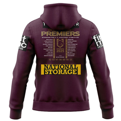 Brisbane Broncos 2025 Premiers Home Hoodie with Zipper