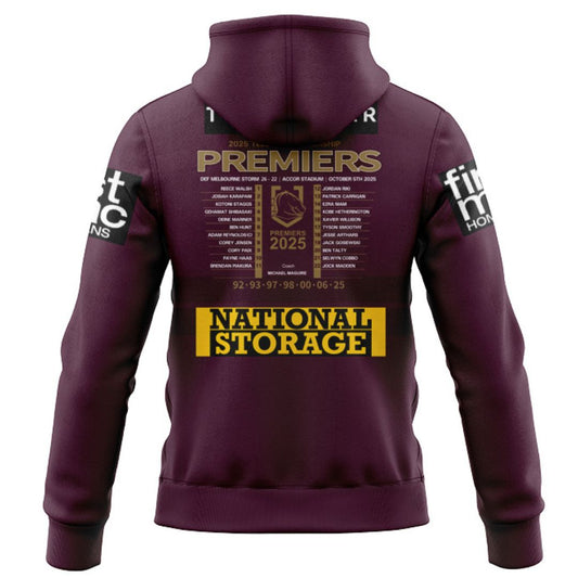 Brisbane Broncos 2025 Premiers Home Hoodie with Zipper