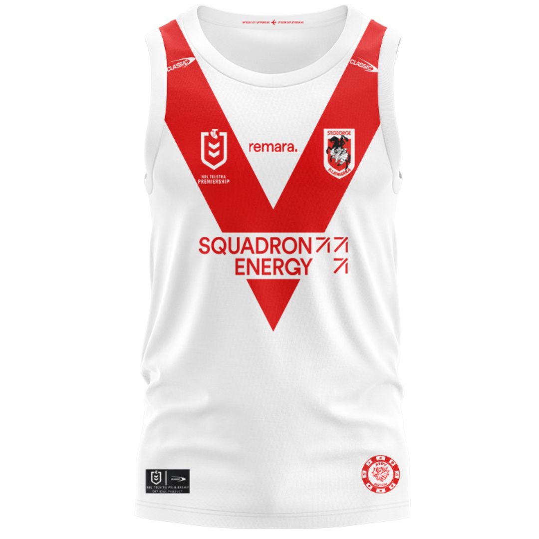 St George Illawarra Dragons 2026 White Training Singlet