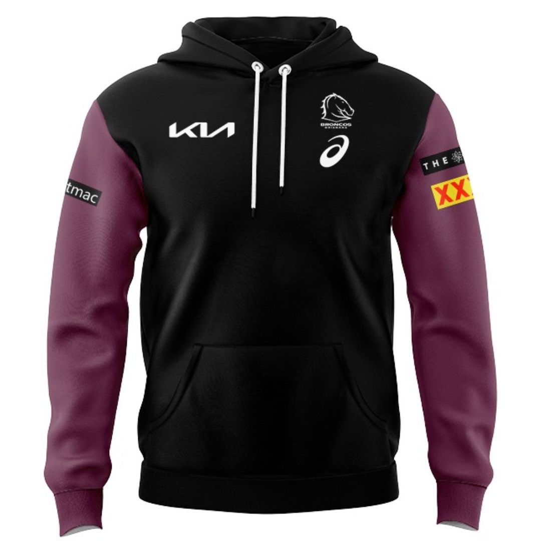 Brisbane Broncos 2024 Black Front Hoodie