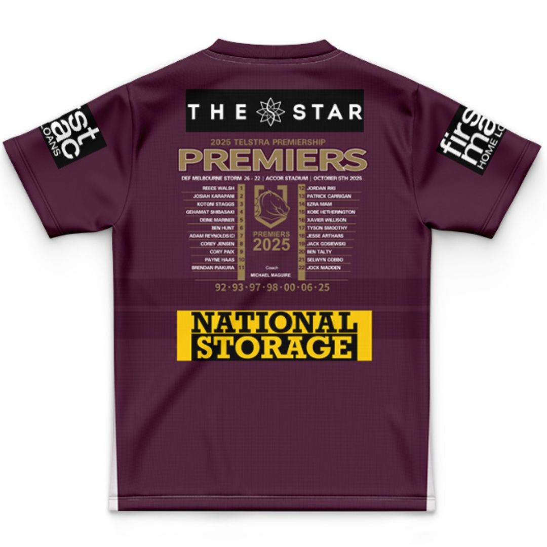 Brisbane Broncos 2025 Kids Premiers Home Jersey