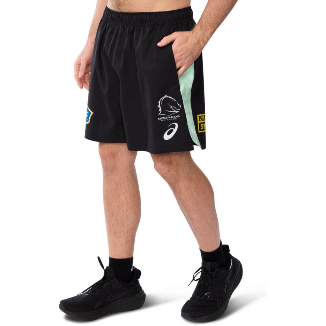 Brisbane Broncos 2025 Black Training Gym Shorts