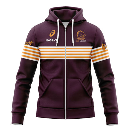 Brisbane Broncos 2025 Members Hoodie with Zipper