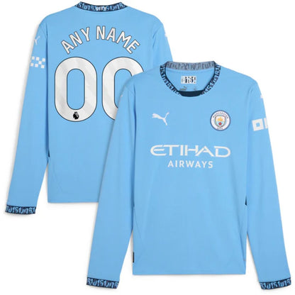 Manchester City 2024/25 Long Sleeve Home Jersey Shirt (Add Your Own Name & Number)
