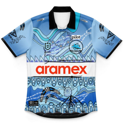Cronulla Sutherland Sharks 2026 Kids Indigenous Polo Shirt