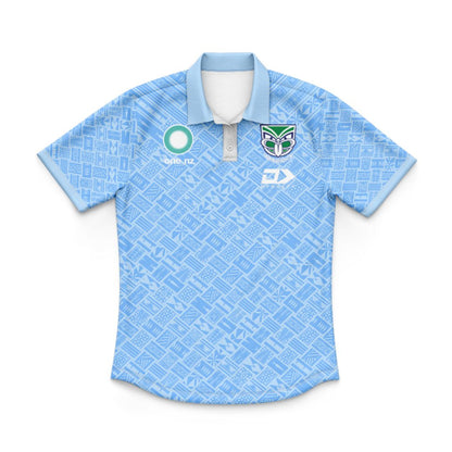 New Zealand Warriors 2025 Kids Blue Pasifika Polo Shirt and Shorts Kit