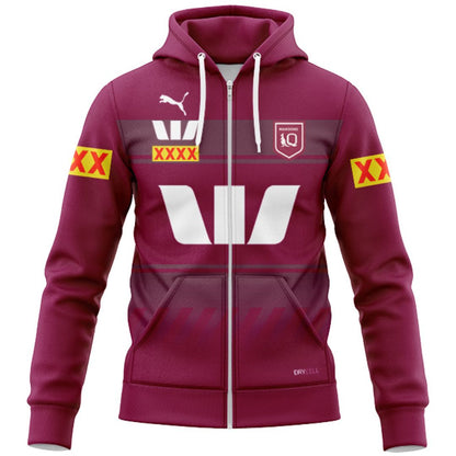 Queensland Maroons 2025 State Of Origin Training Hoodie with Zipper