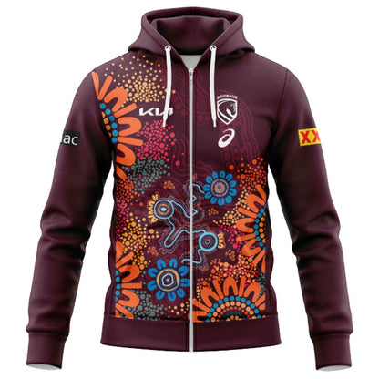 Brisbane Broncos 2026 Players Indigenous Hoodie with Zipper