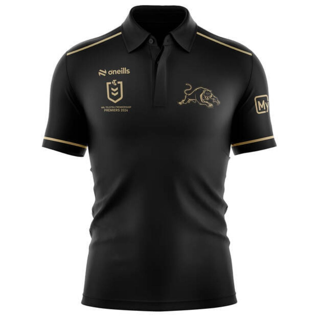 Penrith Panthers Premiers 4 In a Row Black Polo Shirt