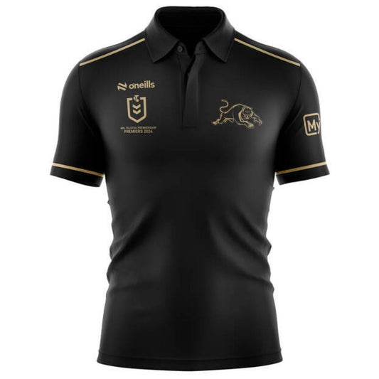 Penrith Panthers Premiers 4 In a Row Black Polo Shirt