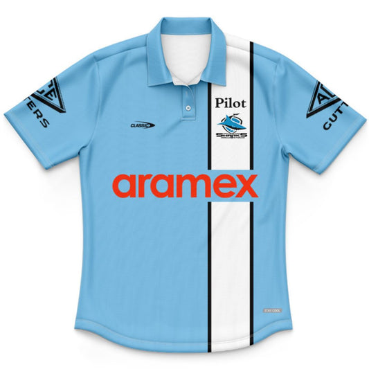 Cronulla Sutherland Sharks 2026 Kids Sky Blue Training Polo Shirt