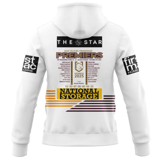 Brisbane Broncos 2025 Premiers Hoodie with Zipper