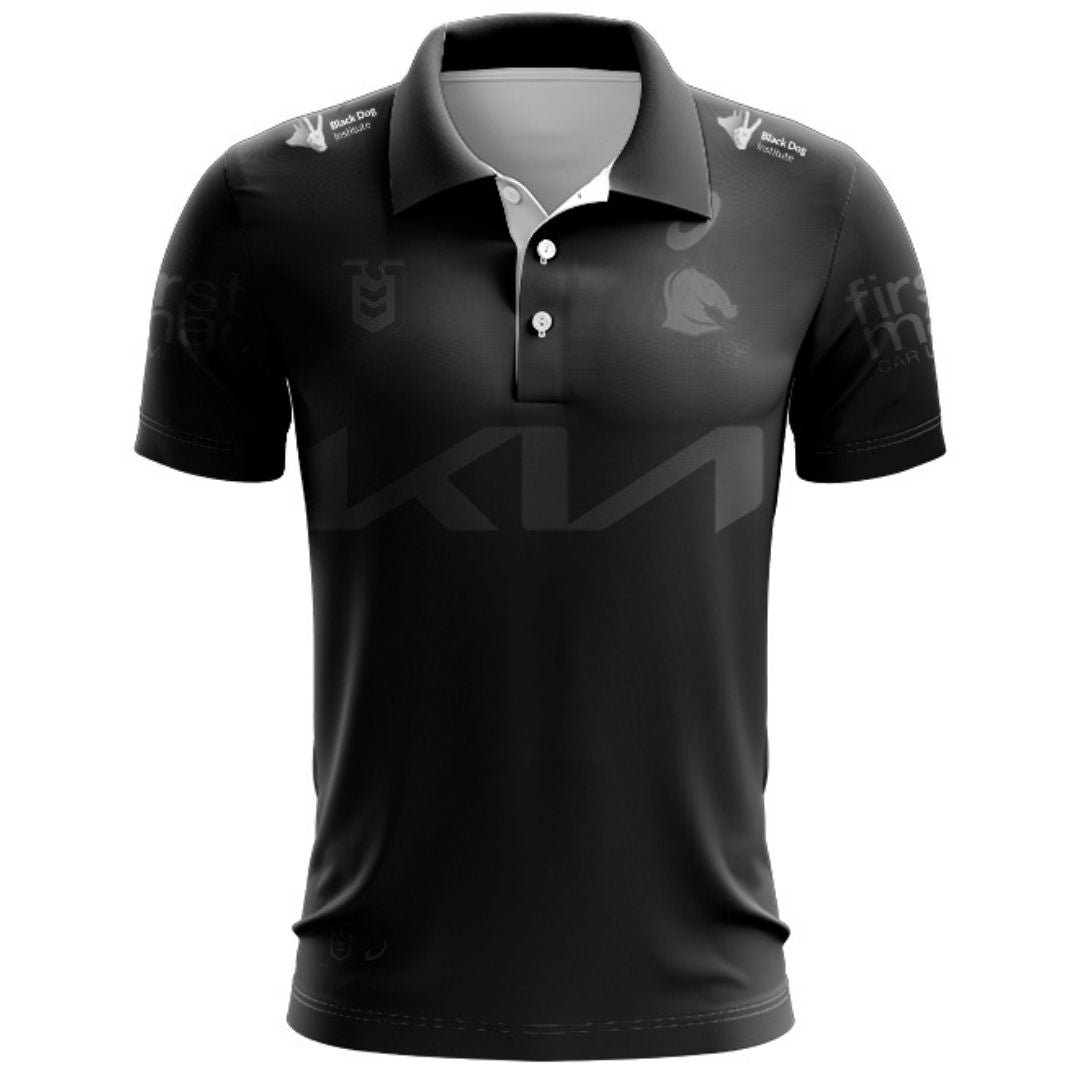 Brisbane Broncos 2025 Black Polo Shirt