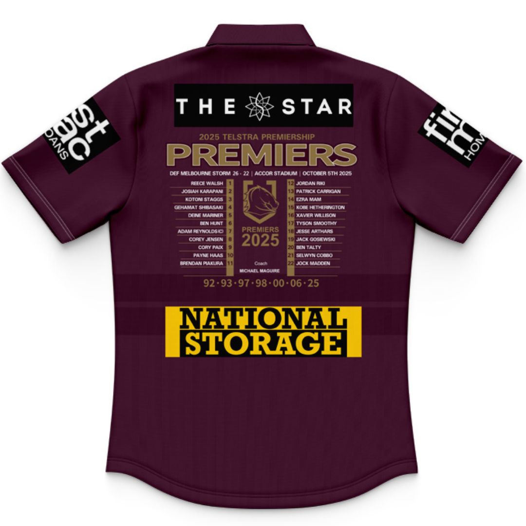Brisbane Broncos 2025 Kids Premiers Home Polo Shirt