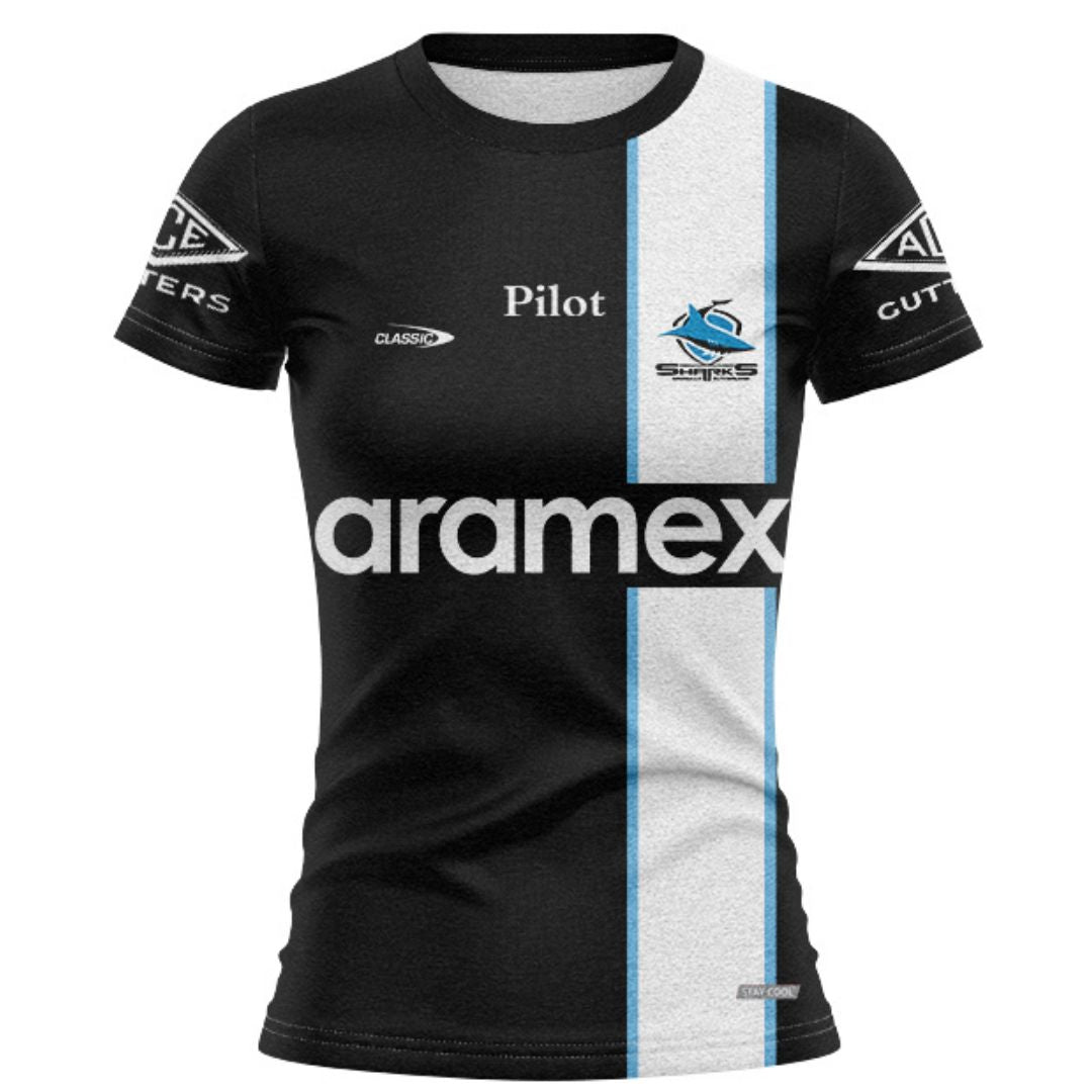 Cronulla Sutherland Sharks 2026 Women's Black and White Training Shirt