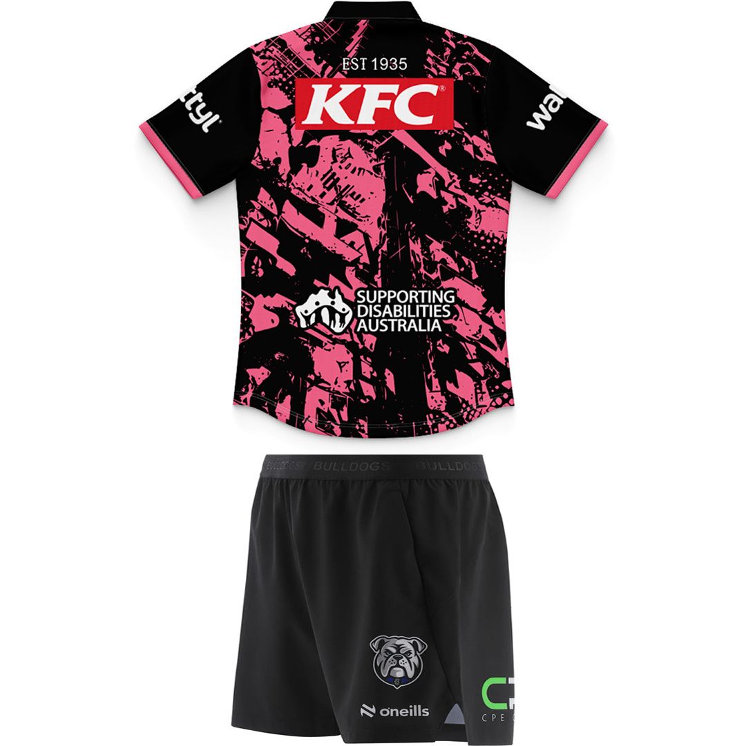 Canterbury Bankstown Bulldogs 2026 Kids Captains Run Polo Shirt & Shorts Kit
