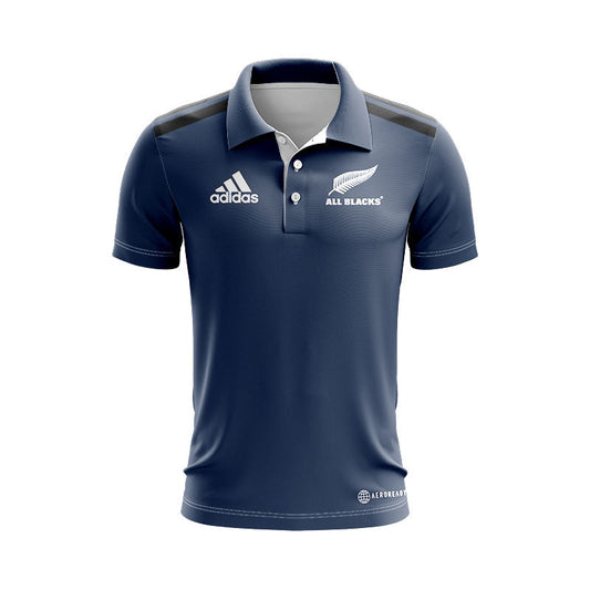New Zealand All Blacks 2022 Rugby Grey Training Polo Shirt