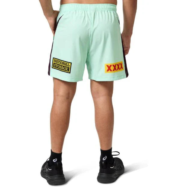 Brisbane Broncos 2025 Long Mint Green Training Gym Shorts