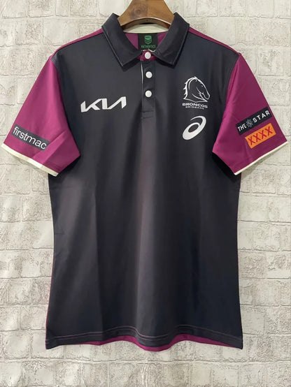 Brisbane Broncos 2024 Black Front Polo Shirt