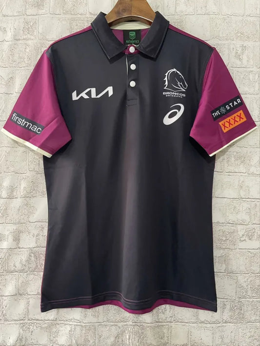 Brisbane Broncos 2024 Black Front Polo Shirt